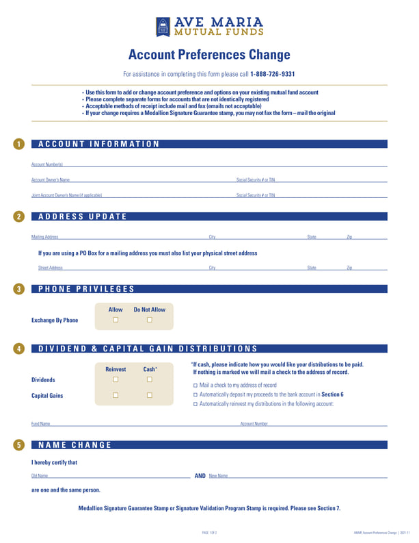 Account Preferences Change