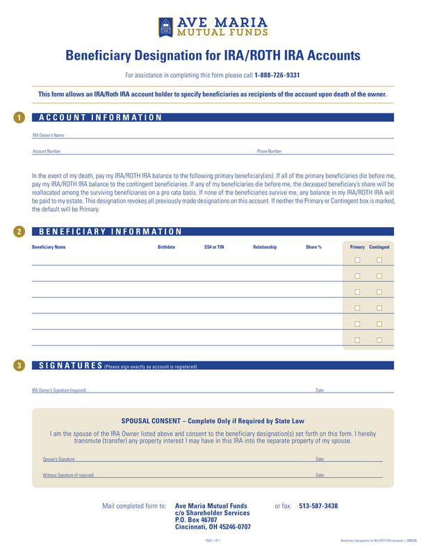 Beneficiary Designation for IRA Accounts